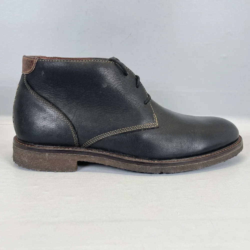 Johnston & Murphy Chukka Boots Mens Size 9 Black Leather Crepe Sole Memory Foam